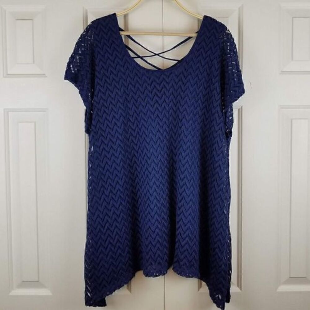 French Laundry Lace Criss Cross Blouse Top